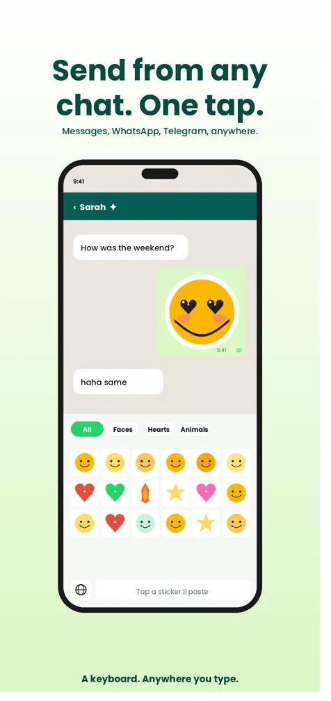 AIKeyMoji: AI Sticker Keyboard — Send from any chat, one tap