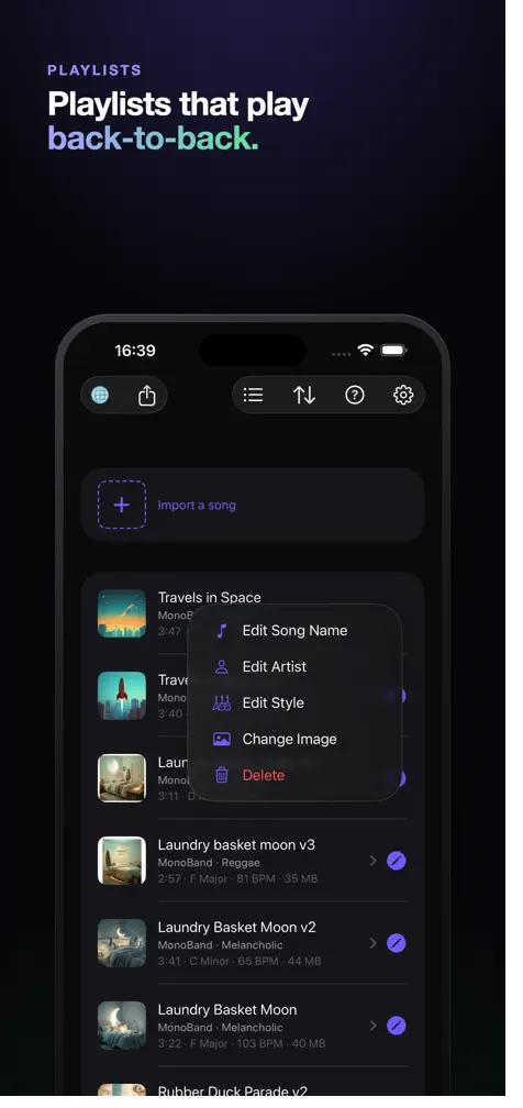 MonoBand: AI Stem Splitter — Playlists that play back-to-back